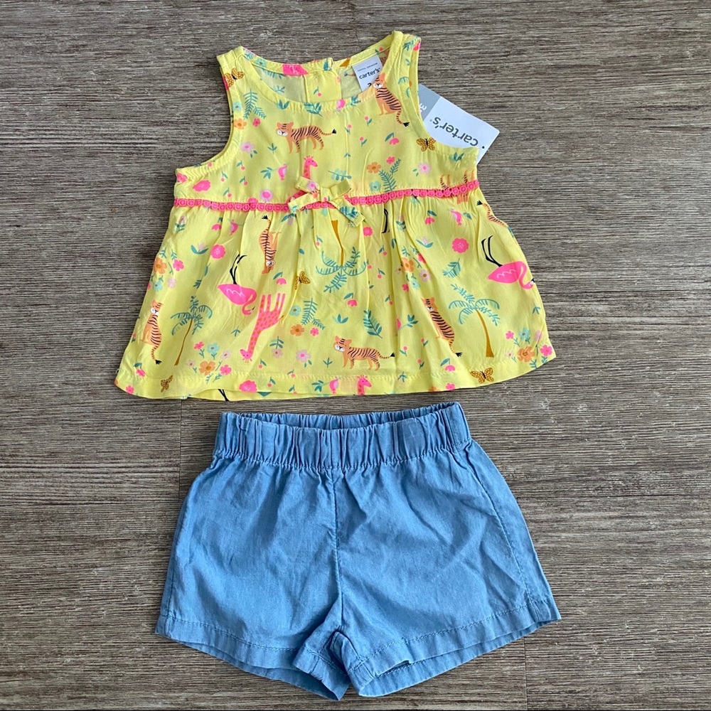 Carter’s Two Piece Poplin Tank/Chambray Short Set